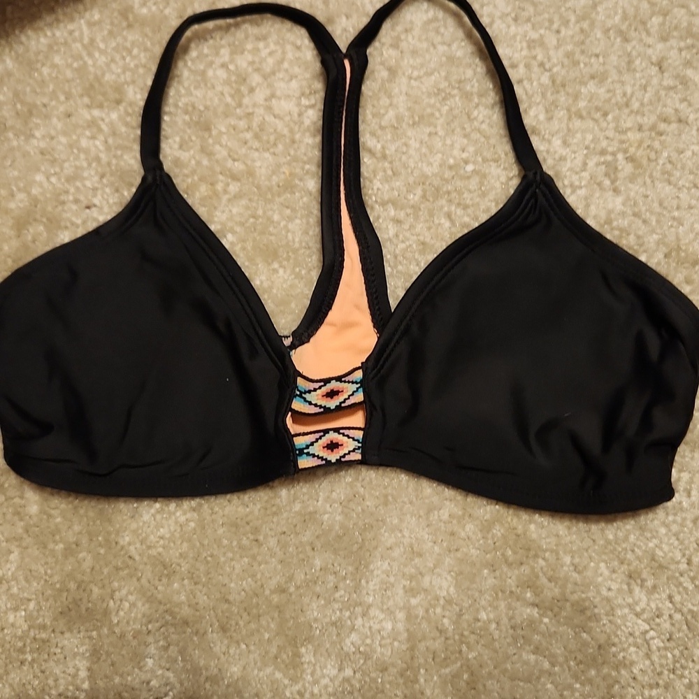 Bikini Top Small Black Aztec Swimsuit Petite